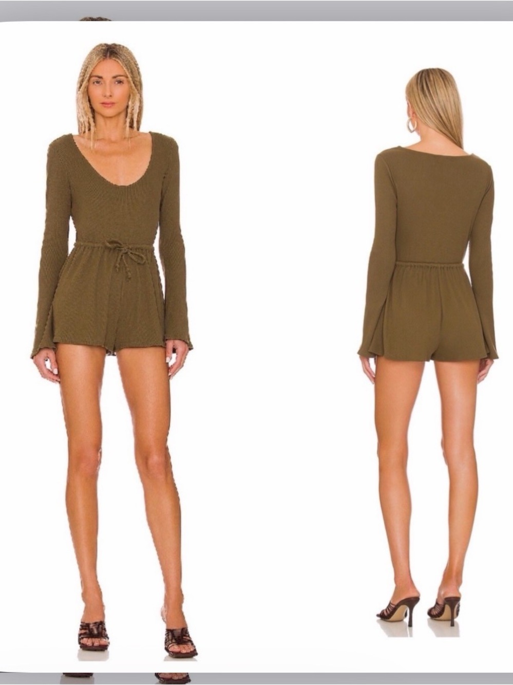 LOVERS + FRIENDS Waffle Knit Olive Army Sean Romper size small